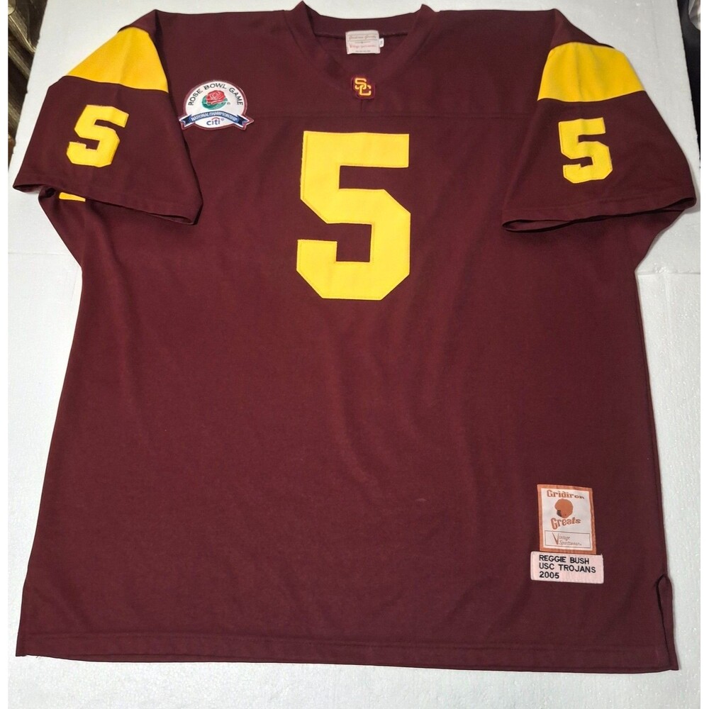 Vtg Gridiron Greats Reggie Bush #5 USC Trojans Stitched Throwback Jersey 56 XXL